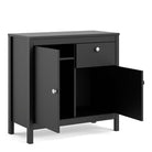 Madrid Small Compact Sideboard Buffet Unit 2 Doors + 1 Drawer in Black - Price Crash Furniture