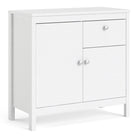 Madrid Small Compact Sideboard Buffet Unit 2 Doors + 1 Drawer in White - Price Crash Furniture