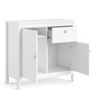 Madrid Small Compact Sideboard Buffet Unit 2 Doors + 1 Drawer in White - Price Crash Furniture