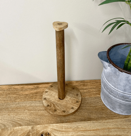 Mango Wood Heart Kitchen Roll Holder - Price Crash Furniture