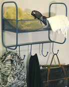 Mesh Wall Shelf With 5 Hooks Blue - Price Crash Furniture