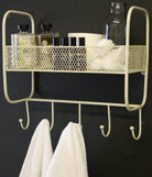 Mesh Wall Shelf With 5 Hooks Cream - Price Crash Furniture