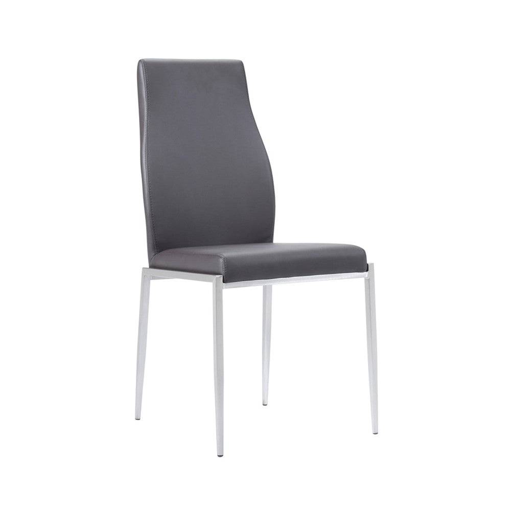 Milan High Back Chair Dark Brown Faux Leather. Set of 2 - Price Crash Furniture