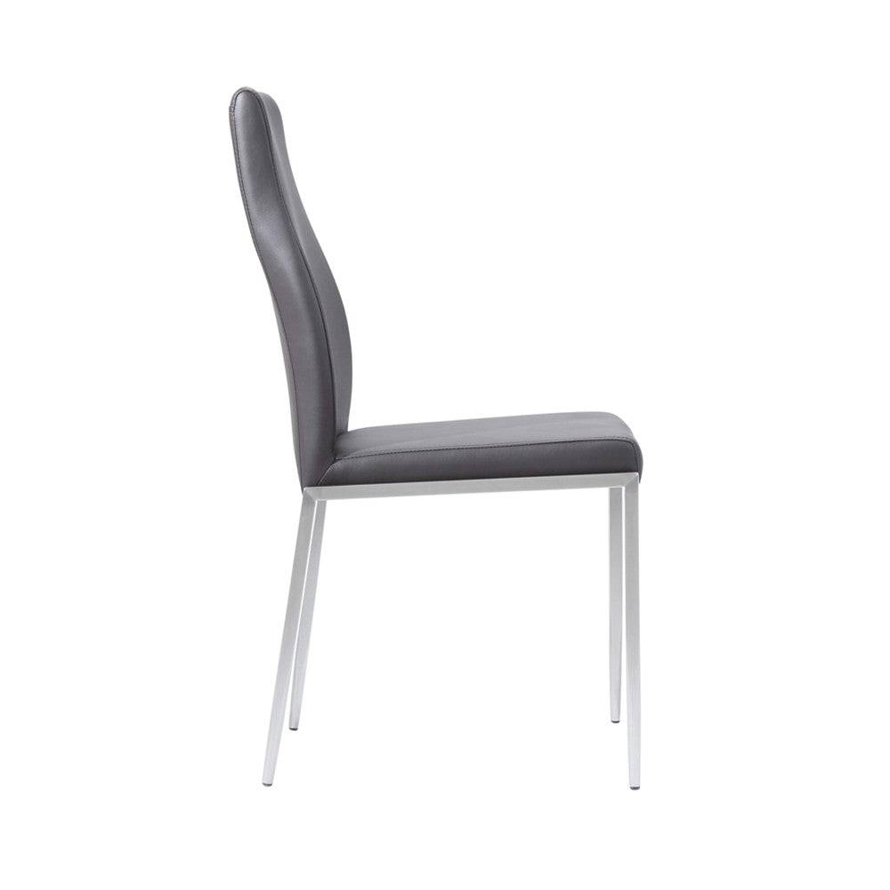 Milan High Back Chair Dark Brown Faux Leather. Set of 2 - Price Crash Furniture