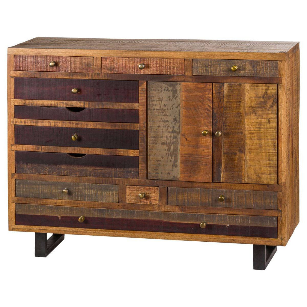 Multi Draw Reclaimed Industrial Chest With Brass Handle - Price Crash Furniture