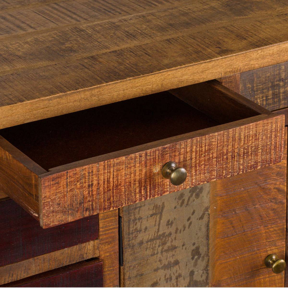 Multi Draw Reclaimed Industrial Chest With Brass Handle - Price Crash Furniture