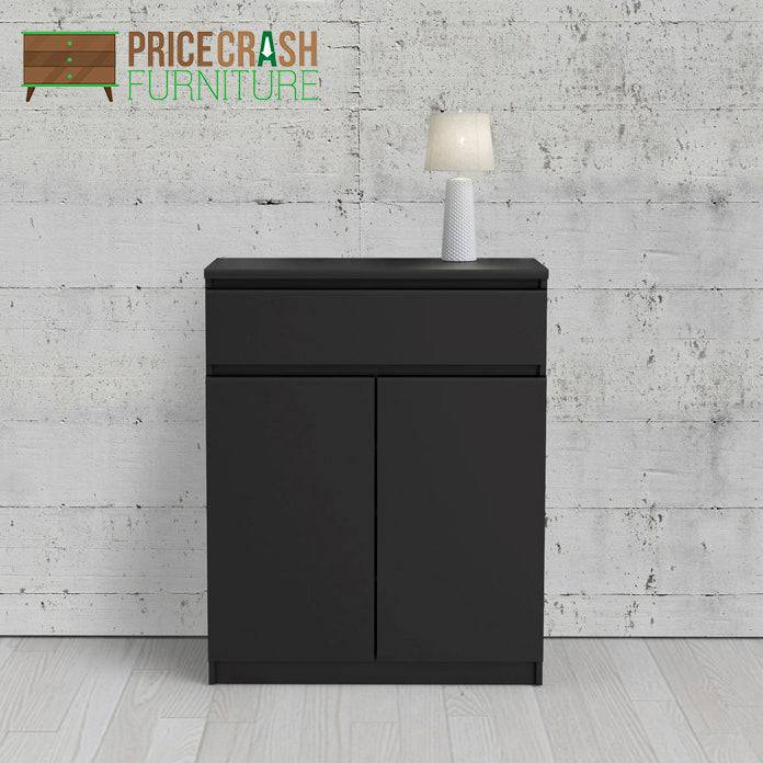 Naia Sideboard - 1 Drawer 2 Doors in Black Matt - Price Crash Furniture