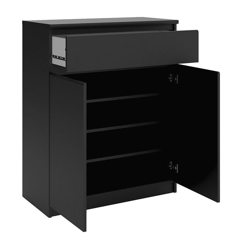 Naia Sideboard - 1 Drawer 2 Doors in Black Matt - Price Crash Furniture