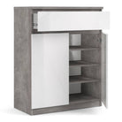 Naia Sideboard 1 Drawer 2 Doors in Concrete Grey and White High Gloss - Price Crash Furniture