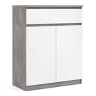 Naia Sideboard 1 Drawer 2 Doors in Concrete Grey and White High Gloss - Price Crash Furniture