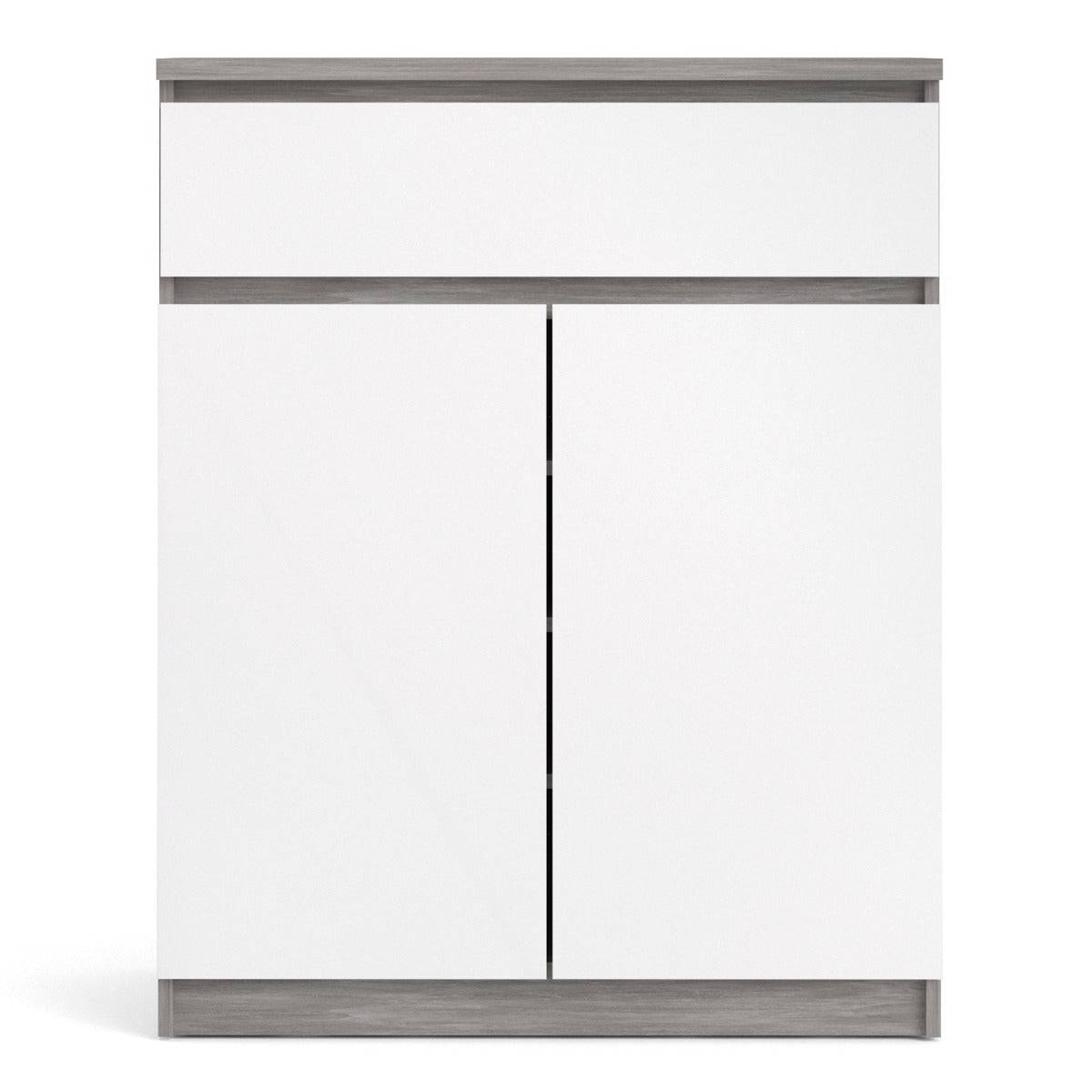 Naia Sideboard 1 Drawer 2 Doors in Concrete Grey and White High Gloss - Price Crash Furniture