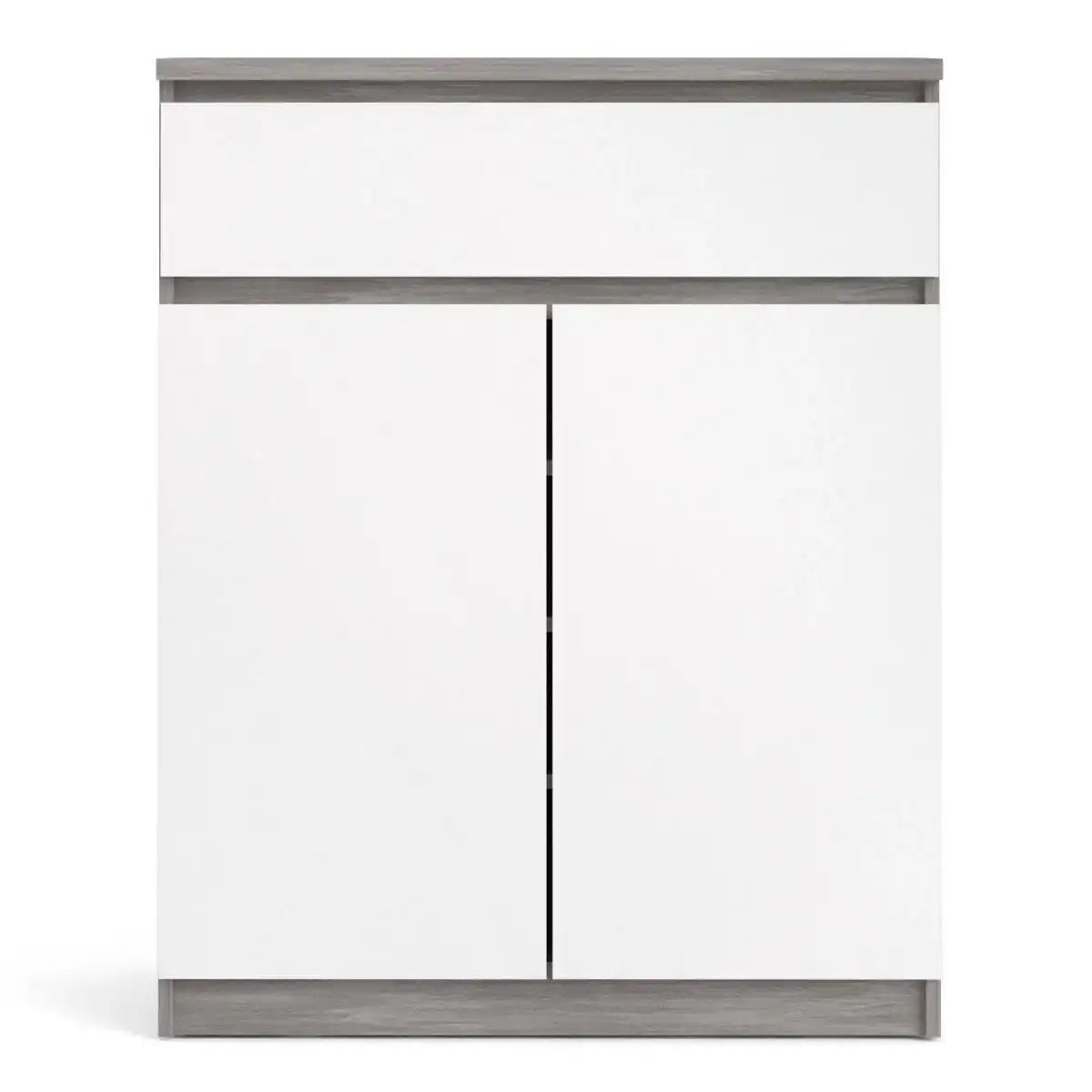 Naia Sideboard 1 Drawer 2 Doors in Concrete Grey and White High Gloss - Price Crash Furniture