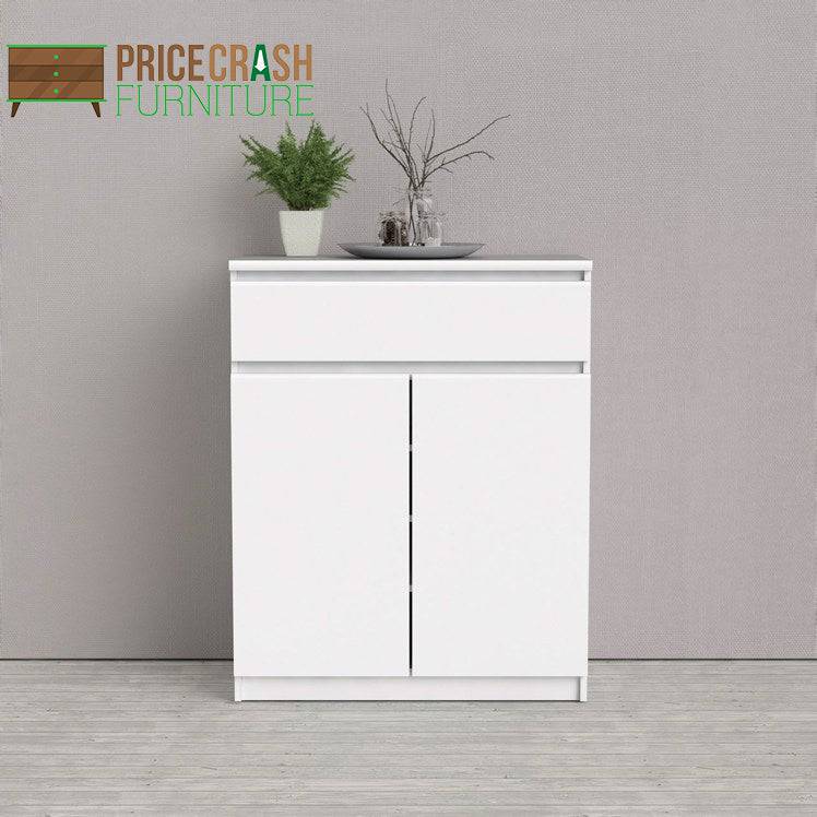 Naia Sideboard - 1 Drawer 2 Doors in White High Gloss - Price Crash Furniture