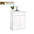 Naia Sideboard - 1 Drawer 2 Doors in White High Gloss - Price Crash Furniture