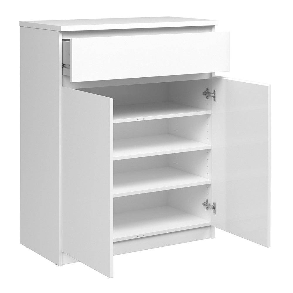 Naia Sideboard - 1 Drawer 2 Doors in White High Gloss - Price Crash Furniture