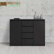 Naia Sideboard - 4 Drawers 2 Doors in Black Matt - Price Crash Furniture