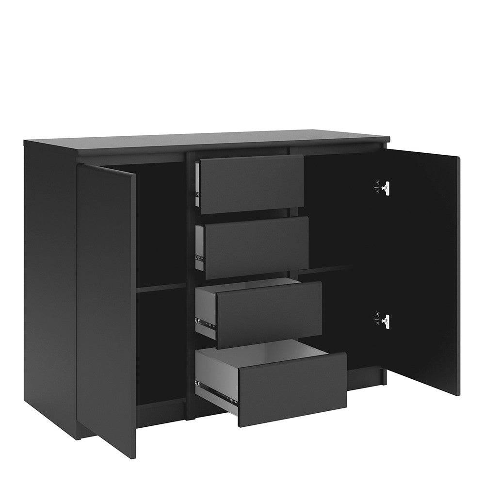 Naia Sideboard - 4 Drawers 2 Doors in Black Matt - Price Crash Furniture