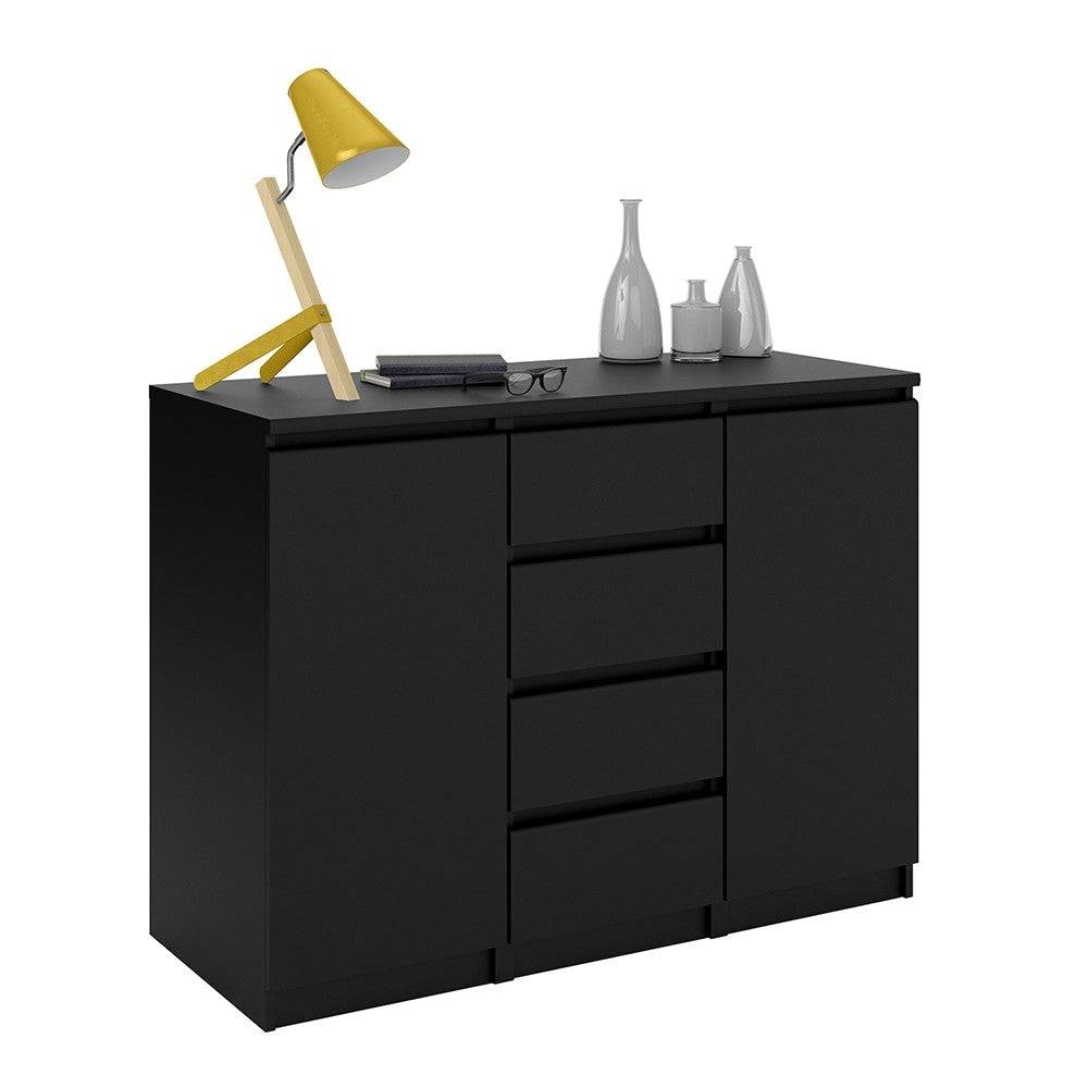 Naia Sideboard - 4 Drawers 2 Doors in Black Matt - Price Crash Furniture