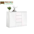 Naia Sideboard 4 Drawers 2 Doors in White High Gloss - Price Crash Furniture