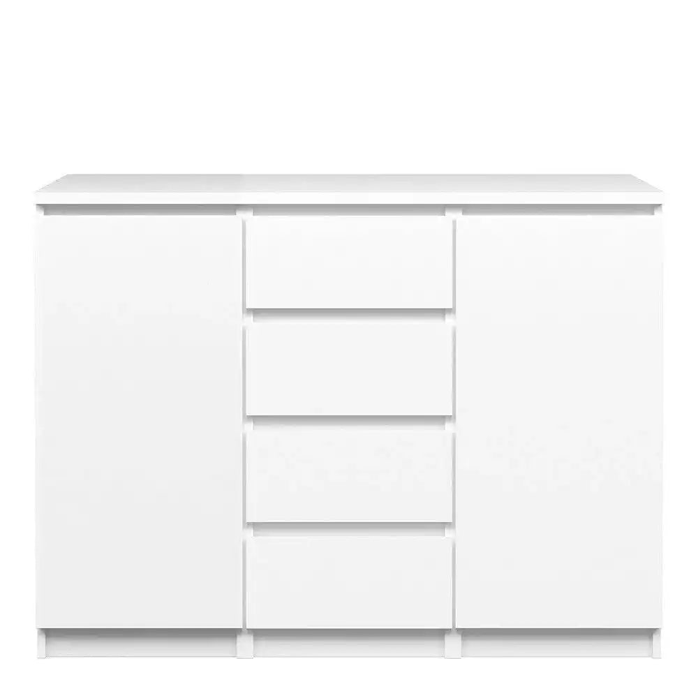 Naia Sideboard 4 Drawers 2 Doors in White High Gloss - Price Crash Furniture