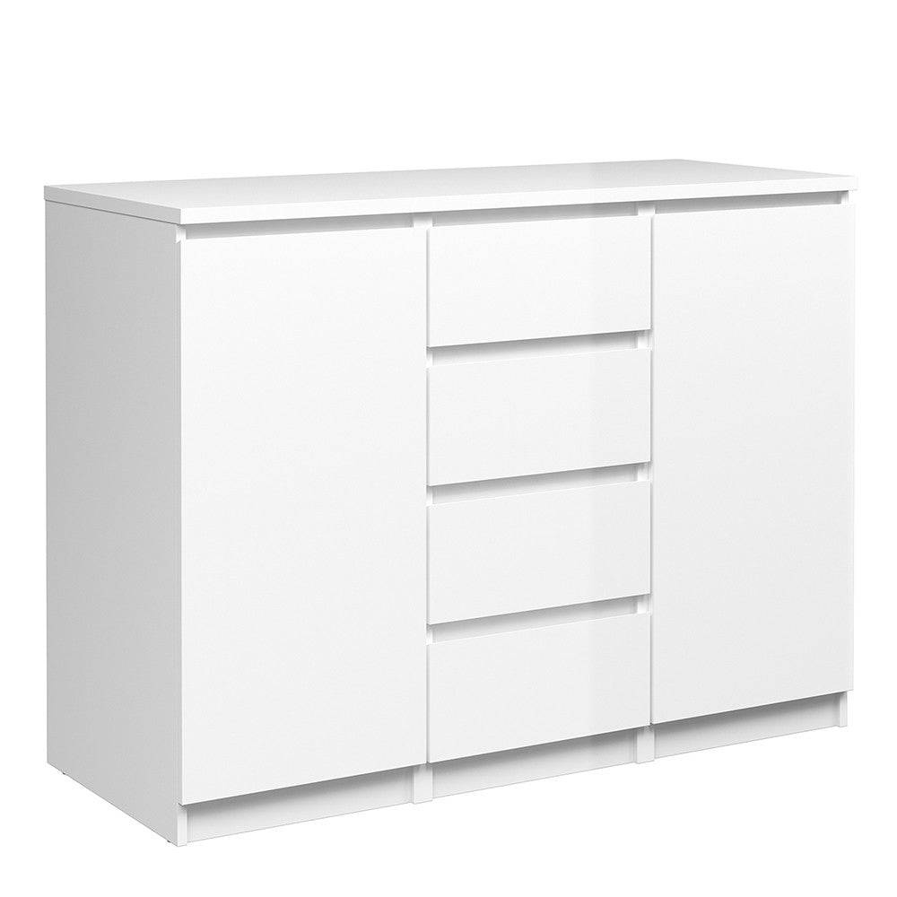Naia Sideboard 4 Drawers 2 Doors in White High Gloss - Price Crash Furniture