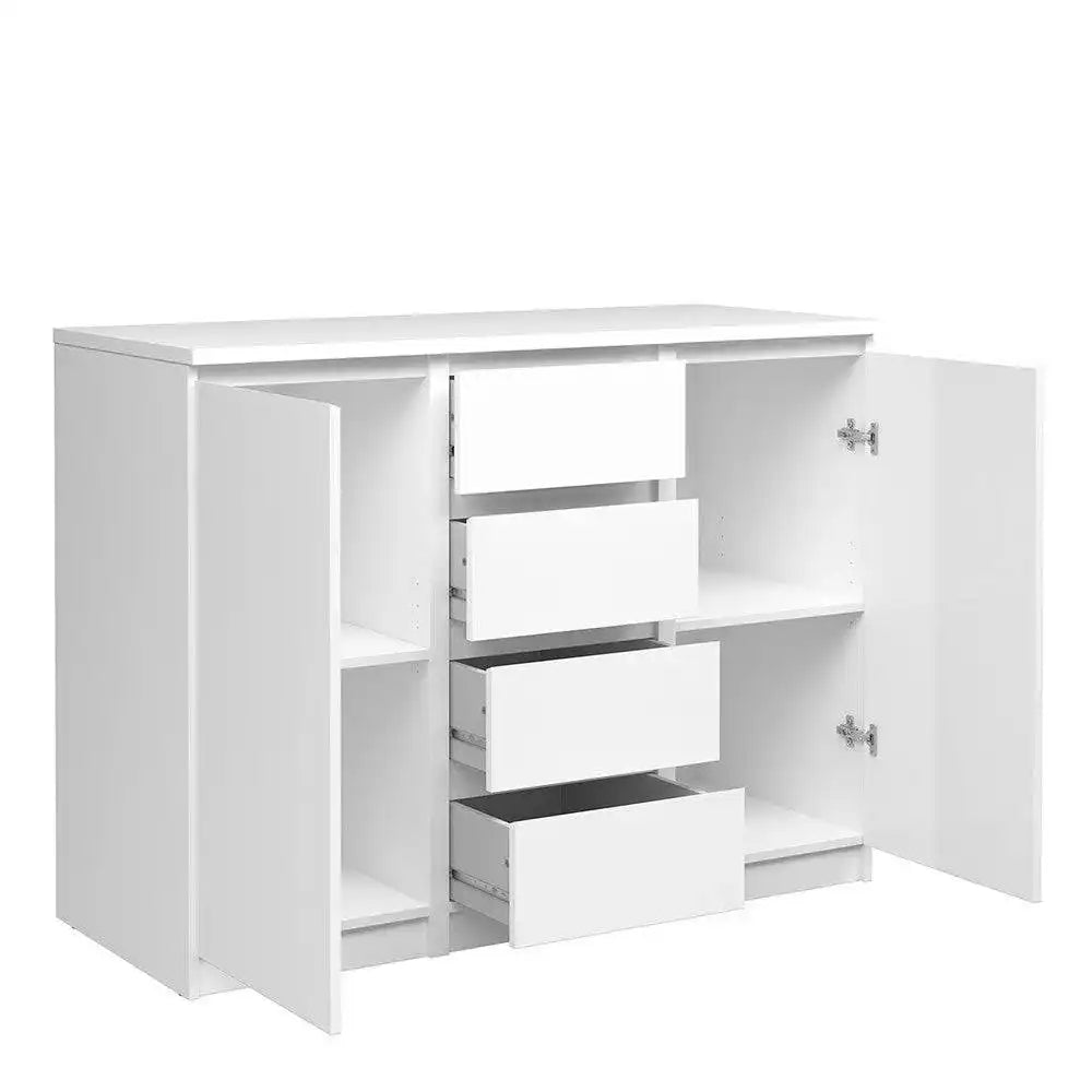 Naia Sideboard 4 Drawers 2 Doors in White High Gloss - Price Crash Furniture