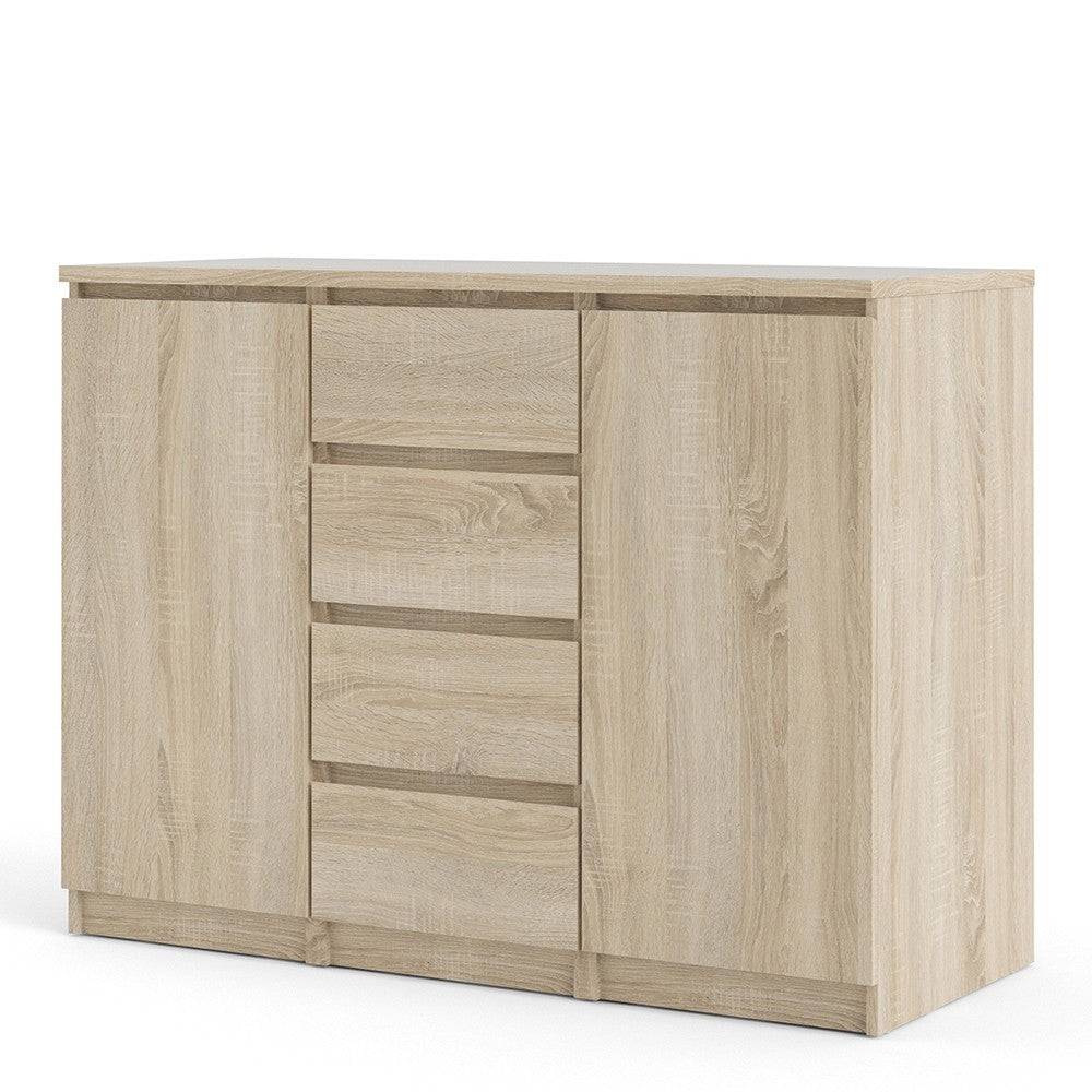 Naia Sideboard Buffet Unit 4 Drawers 2 Doors in Sonoma Oak - Price Crash Furniture