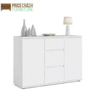 Nova Sideboard - 3 Drawers 2 Doors in White - Price Crash Furniture