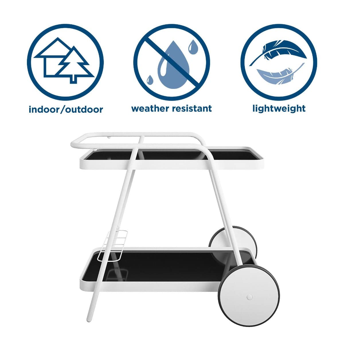 Novogratz Barbie Drinks Bar Serving Cart in White Indoor/Outdoor - Price Crash Furniture