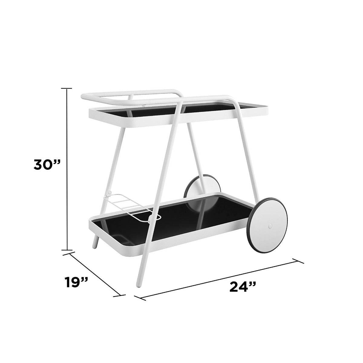 Novogratz Barbie Drinks Bar Serving Cart in White Indoor/Outdoor - Price Crash Furniture