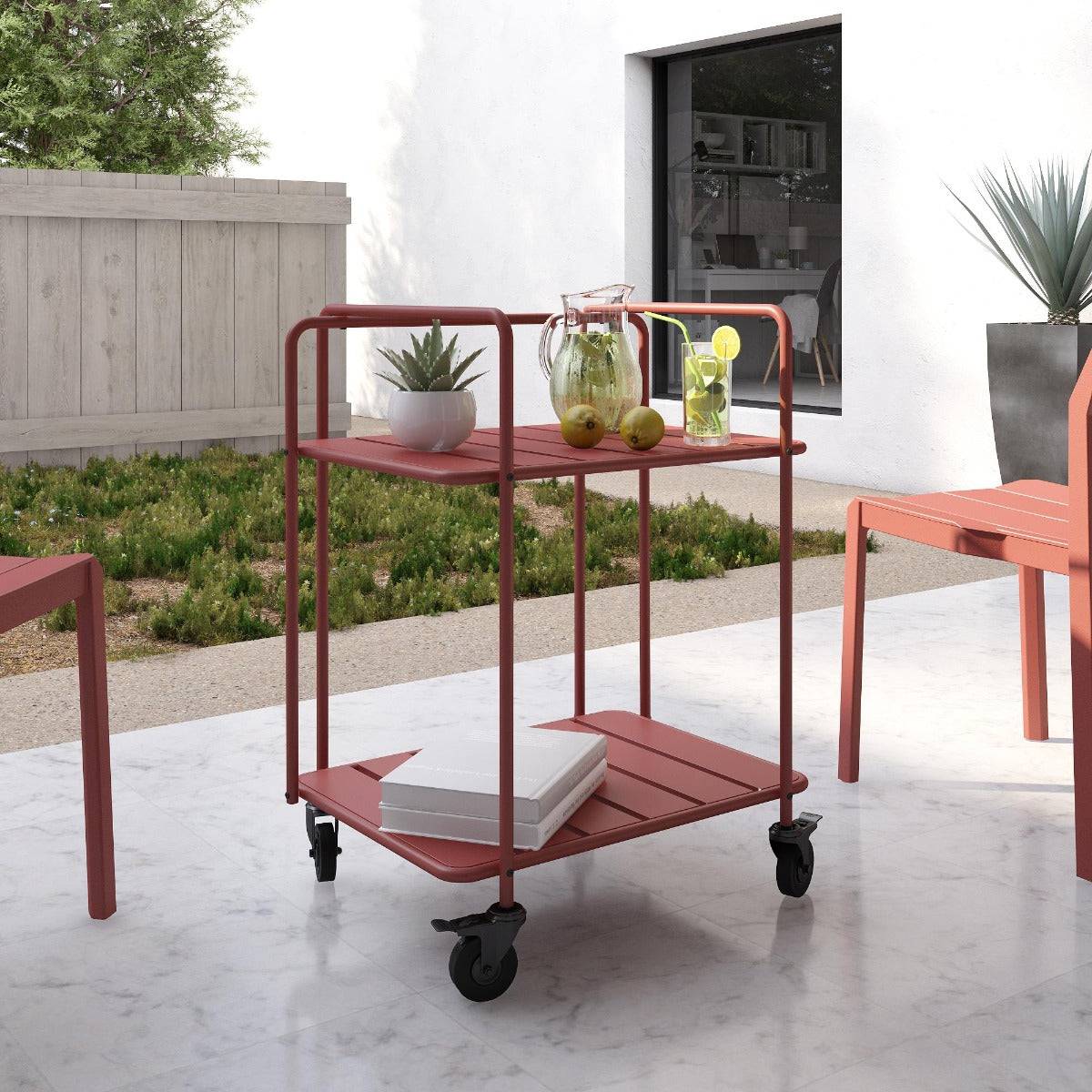 Novogratz Penelope Serving Cart in Red - Indoor/Outdoor - Price Crash Furniture