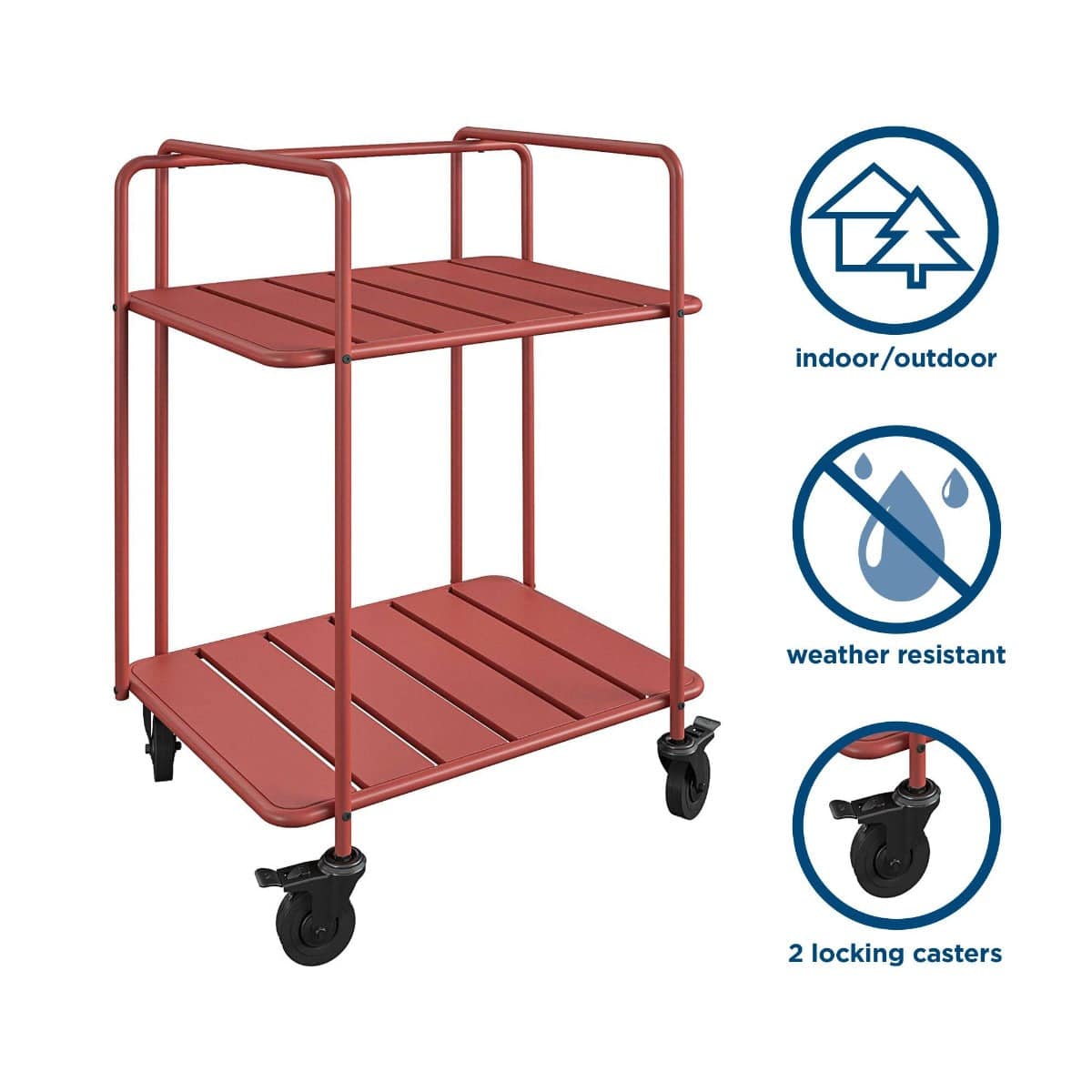 Novogratz Penelope Serving Cart in Red - Indoor/Outdoor - Price Crash Furniture