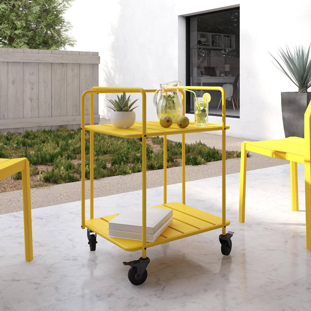 Novogratz Penelope Serving Cart in Yellow - Indoor/Outdoor - Price Crash Furniture