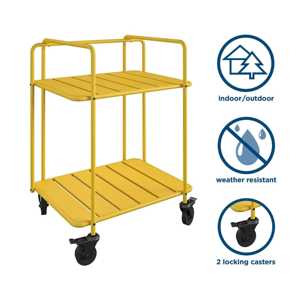 Novogratz Penelope Serving Cart in Yellow - Indoor/Outdoor - Price Crash Furniture