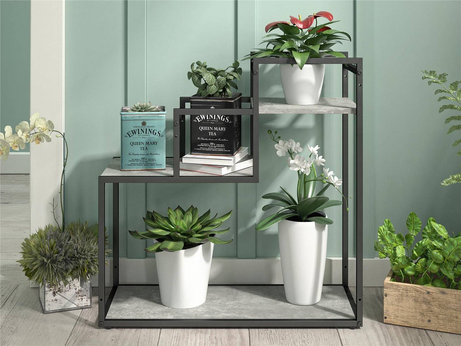 Novogratz Weston Plant Stand in Light Concrete - Price Crash Furniture