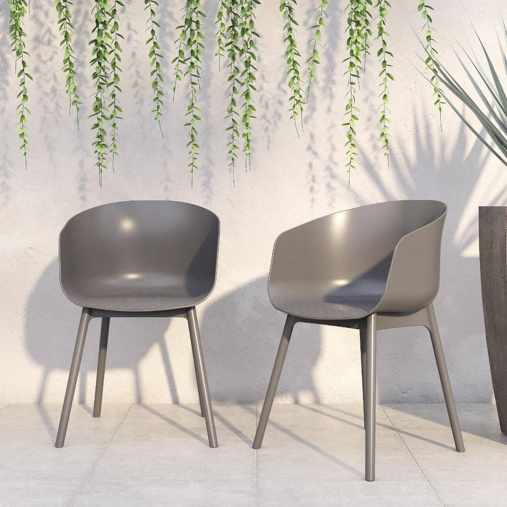 Novogratz York XL Set of 2 Dining Chairs in Grey for Indoors/Outdoors - Price Crash Furniture