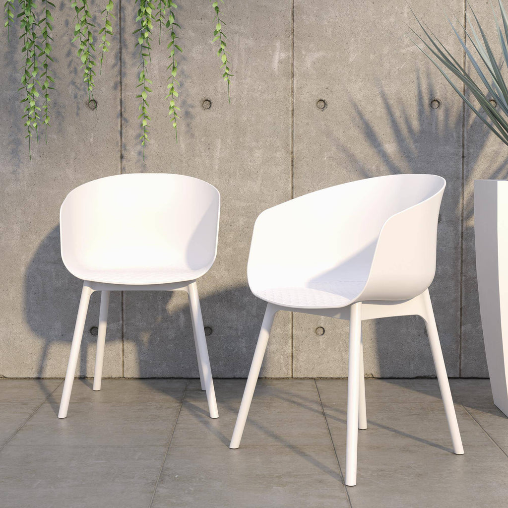 Novogratz York XL Set of 2 Dining Chairs in White for Indoors/Outdoors - Price Crash Furniture