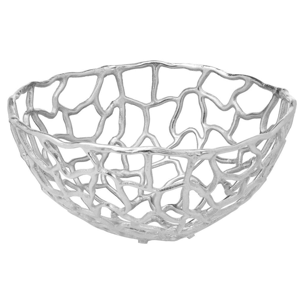 Ohlson Silver Perforated Coral inspired Bowl Large - Price Crash Furniture