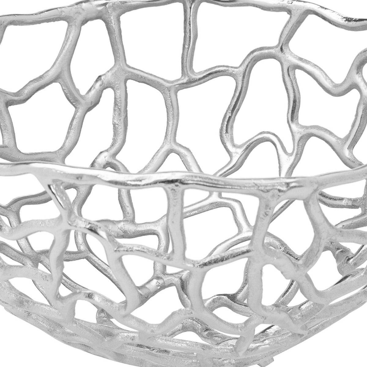 Ohlson Silver Perforated Coral inspired Bowl Large - Price Crash Furniture