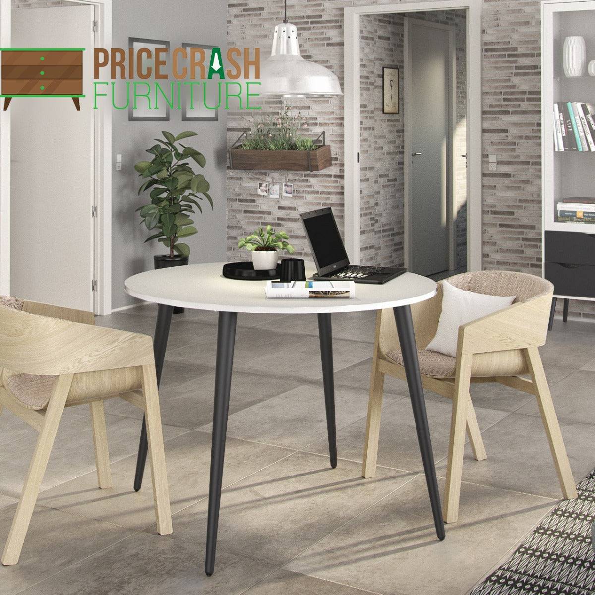 Oslo Dining Table - Small (100cm) in White and Black Matt - Price Crash Furniture