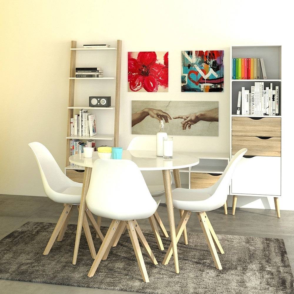 Oslo Dining Table - Small (100cm) in White and Oak - Price Crash Furniture