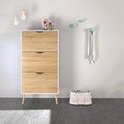 Oslo Shoe Cabinet 3 Drawers in White and Oak - Price Crash Furniture