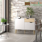 Oslo Sideboard - Small - 1 Drawer 2 Doors In White And Oak - Price Crash Furniture