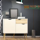 Oslo Sideboard - Small - 1 Drawer 2 Doors In White And Oak - Price Crash Furniture