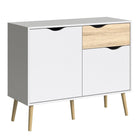 Oslo Sideboard - Small - 1 Drawer 2 Doors In White And Oak - Price Crash Furniture