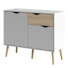 Oslo Sideboard - Small - 1 Drawer 2 Doors In White And Oak - Price Crash Furniture