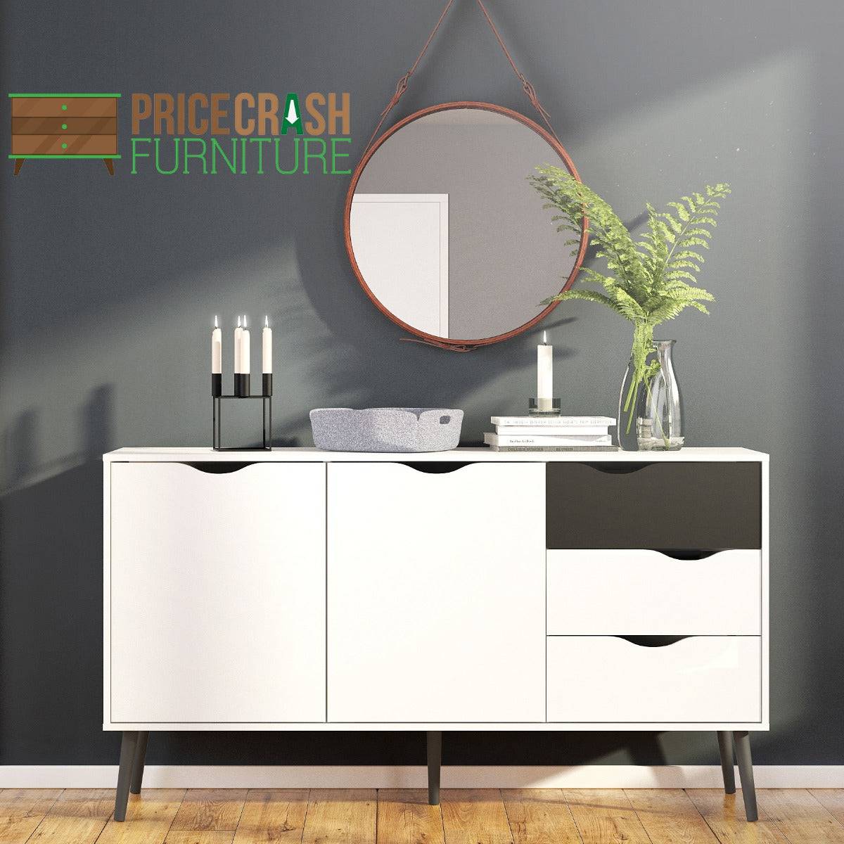 Oslo Wardrobe 2 Doors 2 Drawers In White And Oak - Price Crash Furniture