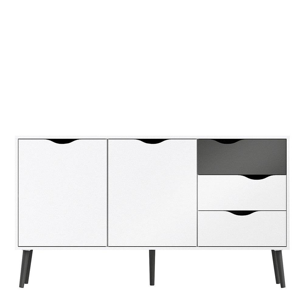 Oslo Wardrobe 2 Doors 2 Drawers In White And Oak - Price Crash Furniture