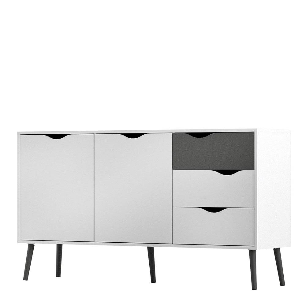 Oslo Wardrobe 2 Doors 2 Drawers In White And Oak - Price Crash Furniture