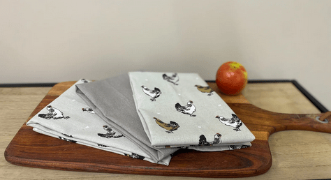 Pack of Three Tea Towels With A Chicken Print Design - Price Crash Furniture